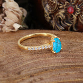 1.25 Carat 14K White Gold Pear Cut Classic Anniversary Ring for Girlfriend Turquoise